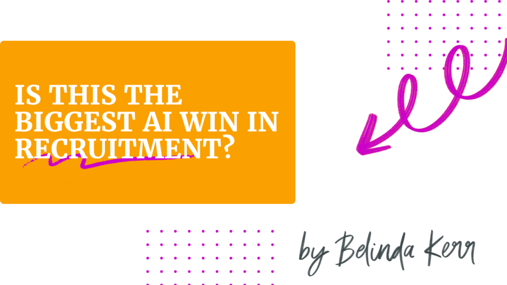Blog post title graphic for "Is This the Biggest AI Win in Recruitment?" on Recruitment Garage