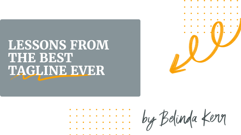 Blog post title graphic for "Lessons from the Best Tagline Ever" on Recruitment Garage.