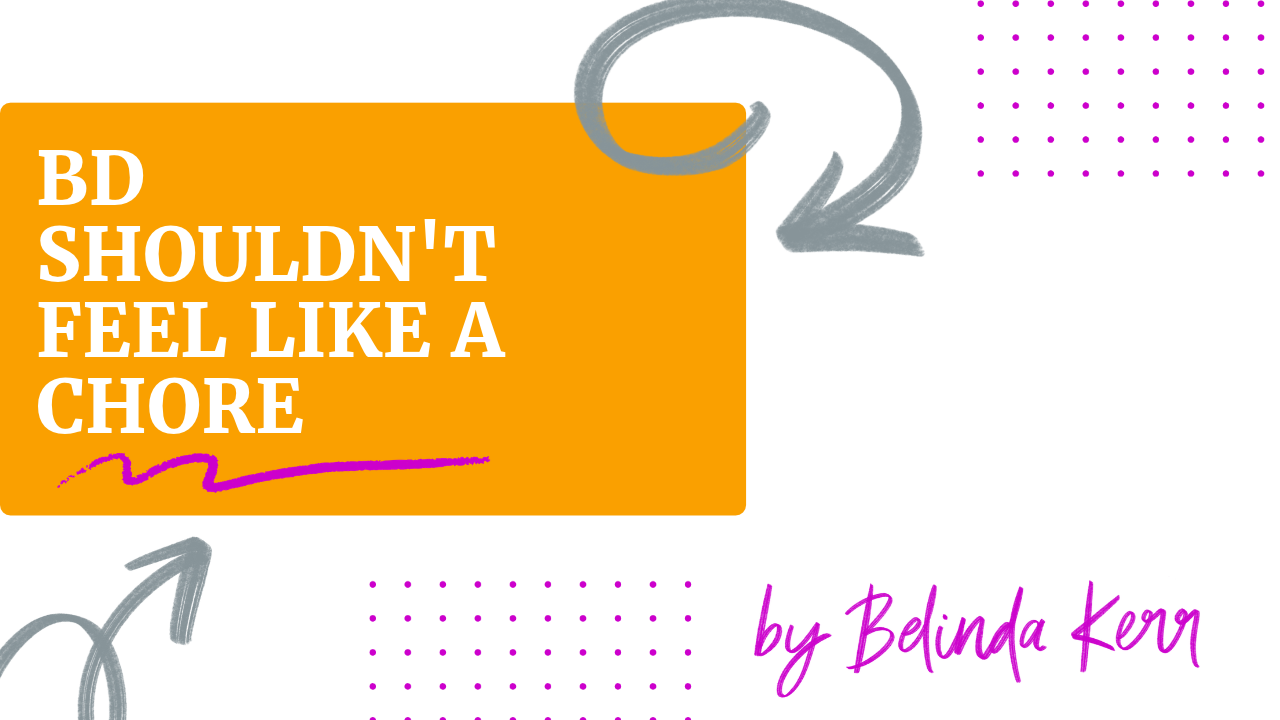 Blog post title graphic for "BD shouldn’t feel like a chore." on Recruitment Garage